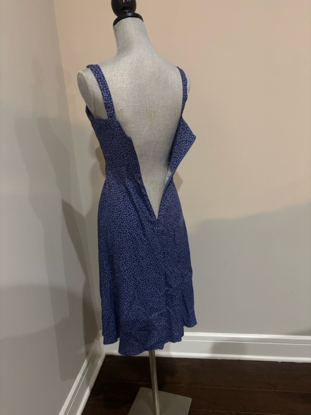 Reformation Persimmon Dress Blue Square-Neck Button-Front Midi Dress - Picture 9 of 16